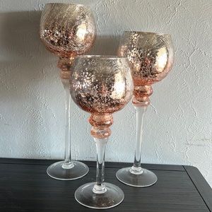 3 piece long stem candle holder